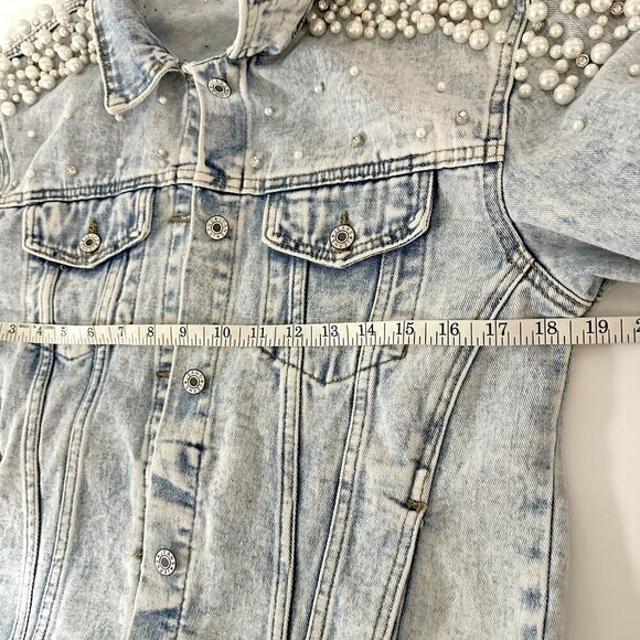 Pearls Beaded Denim Jacket - Picture 8 of 9